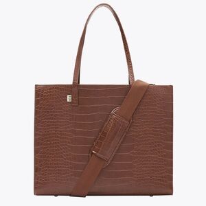 NWT - BEIS Chocolate Croc-Embossed Work Tote